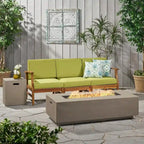 Ensemble de conversation d'extérieur 5 pièces en bois d'acacia Perla avec foyer par Christopher Knight Home