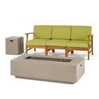 Ensemble de conversation d'extérieur 5 pièces en bois d'acacia Perla avec foyer par Christopher Knight Home