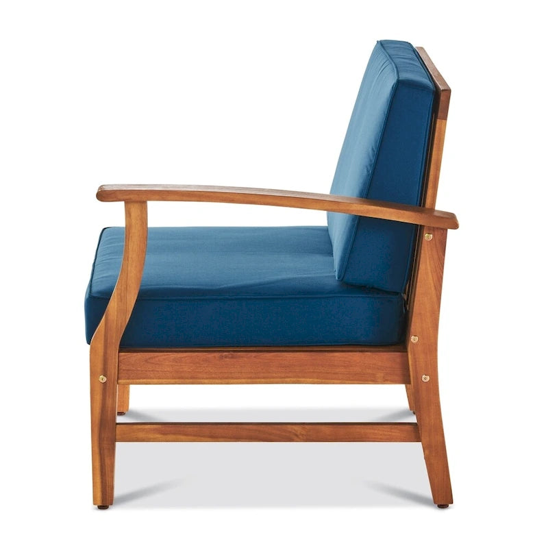 Ensemble de conversation d'extérieur 5 pièces en bois d'acacia Perla avec foyer par Christopher Knight Home