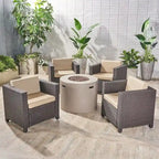 Ensemble de 4 fauteuils de club Nolan Outdoor avec foyer rond par Christopher Knight Home