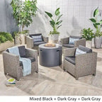 Ensemble de 4 fauteuils de club Nolan Outdoor avec foyer rond par Christopher Knight Home