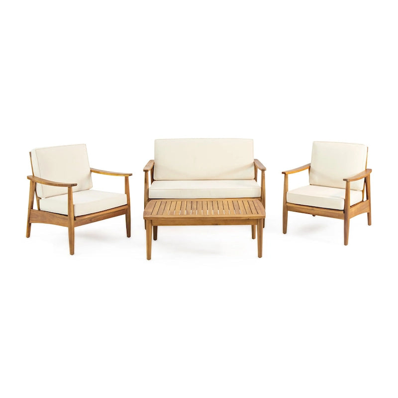 Willowbrook Outdoor Acacia Wood 4 Seater Chat Set by Christopher Knight Home