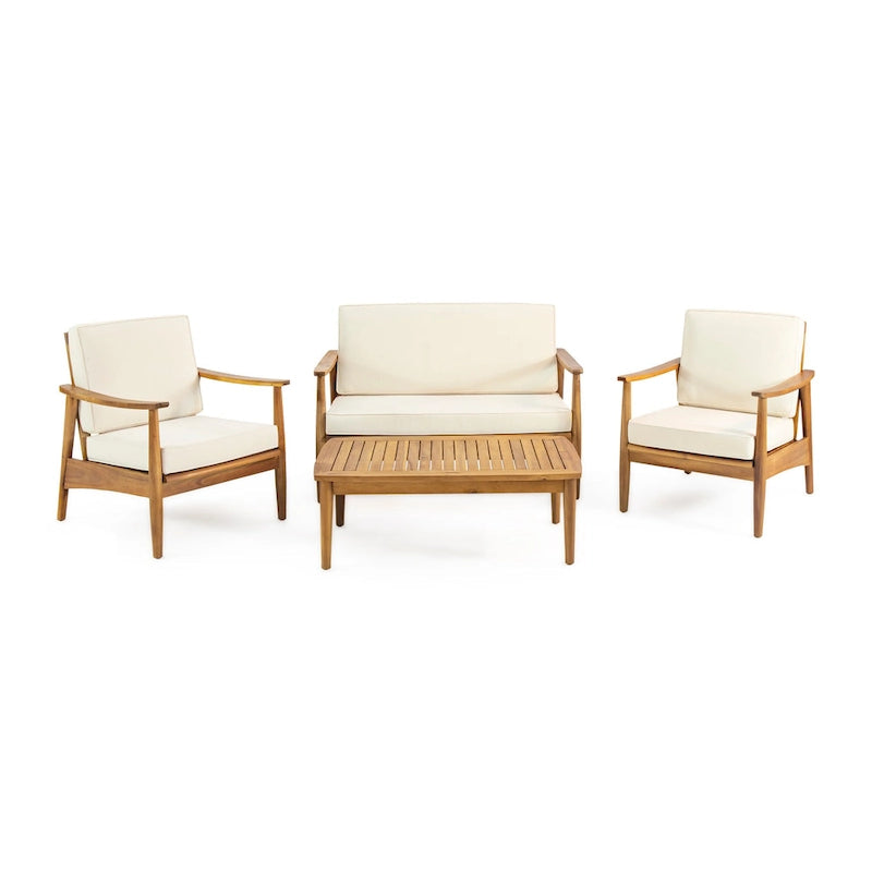 Willowbrook Outdoor Acacia Wood 4 Seater Chat Set by Christopher Knight Home