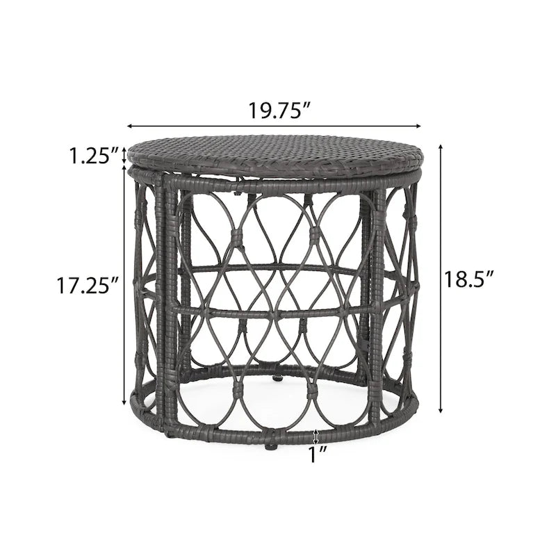 Table d'appoint d'extérieur en osier Bruce par Christopher Knight Home