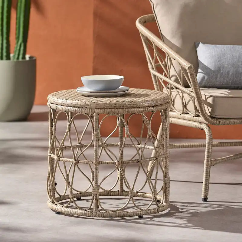 Table d'appoint d'extérieur en osier Bruce par Christopher Knight Home