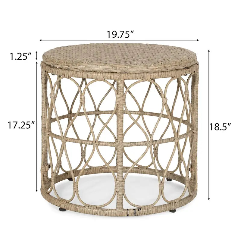 Table d'appoint d'extérieur en osier Bruce par Christopher Knight Home