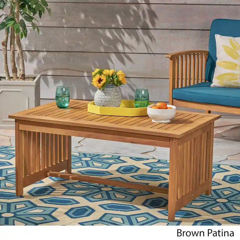 Table basse Carolina en bois d'acacia d'extérieur par Christopher Knight Home