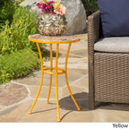 Table d'appoint ronde d'extérieur Christopher Knight Home Barnsfield avec carreaux de céramique et cadre en fer