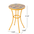 Table d'appoint ronde d'extérieur Christopher Knight Home Barnsfield avec carreaux de céramique et cadre en fer