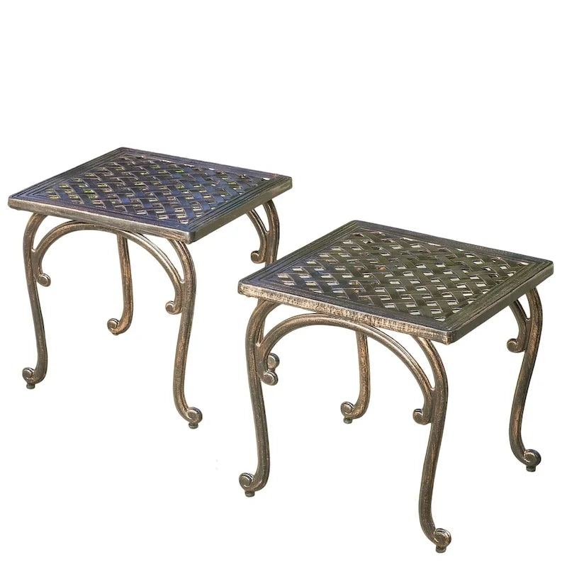 Table d'appoint d'extérieur McKinley en fonte (lot de 2) par Christopher Knight Home