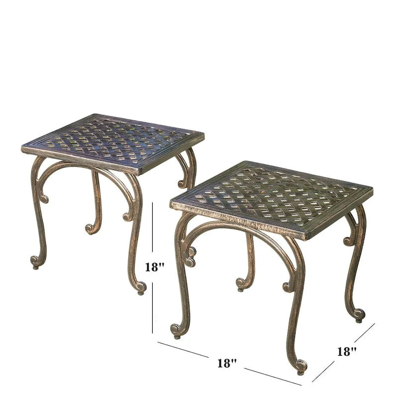 Table d'appoint d'extérieur McKinley en fonte (lot de 2) par Christopher Knight Home
