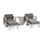 Salon de jardin Cape Coral de Christopher Knight Home en aluminium pour deux personnes avec poufs et table d'appoint