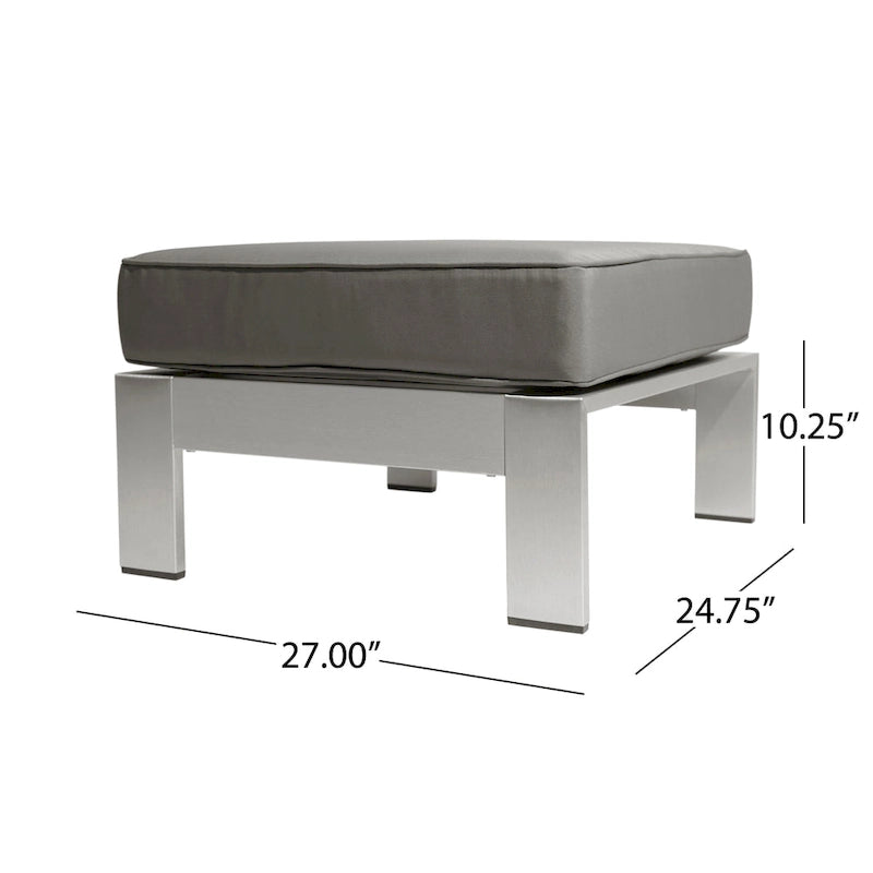 Salon de jardin Cape Coral de Christopher Knight Home en aluminium pour deux personnes avec poufs et table d'appoint