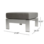 Salon de jardin Cape Coral de Christopher Knight Home en aluminium pour deux personnes avec poufs et table d'appoint