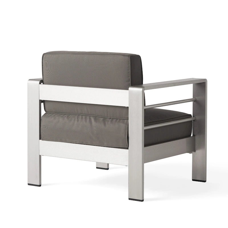 Salon de jardin Cape Coral de Christopher Knight Home en aluminium pour deux personnes avec poufs et table d'appoint