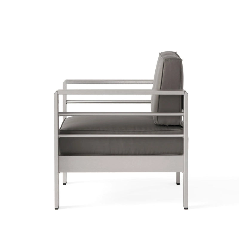 Salon de jardin Cape Coral de Christopher Knight Home en aluminium pour deux personnes avec poufs et table d'appoint