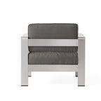 Salon de jardin Cape Coral de Christopher Knight Home en aluminium pour deux personnes avec poufs et table d'appoint