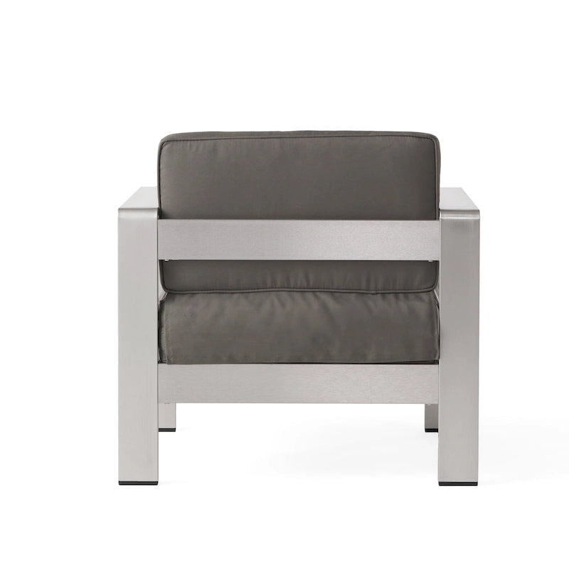 Salon de jardin Cape Coral de Christopher Knight Home en aluminium pour deux personnes avec poufs et table d'appoint