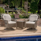 Liam, ensemble de 3 sièges pivotants en osier avec coussins par Christopher Knight Home
