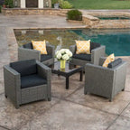 Lot de 4 fauteuils de jardin Puerta avec coussins résistants à l'eau, par Christopher Knight Home