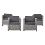 Lot de 4 fauteuils de jardin Puerta avec coussins résistants à l'eau, par Christopher Knight Home