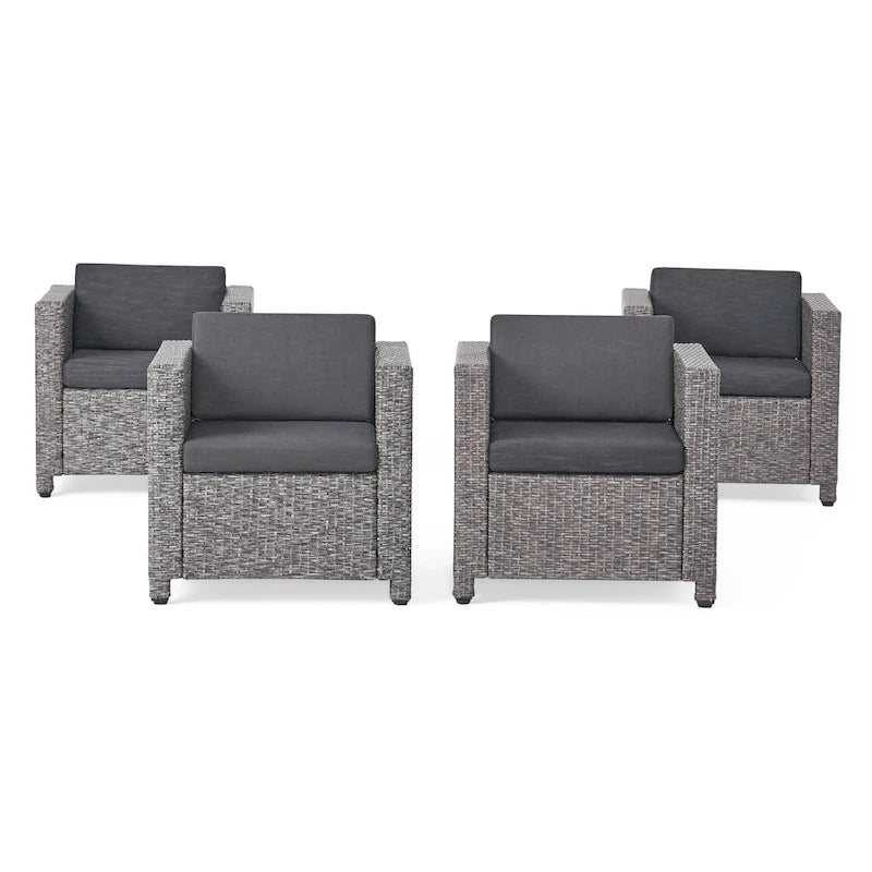 Lot de 4 fauteuils de jardin Puerta avec coussins résistants à l'eau, par Christopher Knight Home