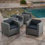 Lot de 4 fauteuils de jardin Puerta avec coussins résistants à l'eau, par Christopher Knight Home