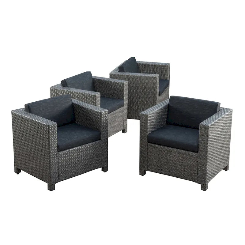 Lot de 4 fauteuils de jardin Puerta avec coussins résistants à l'eau, par Christopher Knight Home