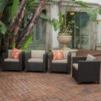 Lot de 4 fauteuils de jardin Puerta avec coussins résistants à l'eau, par Christopher Knight Home
