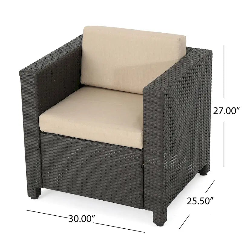 Lot de 4 fauteuils de jardin Puerta avec coussins résistants à l'eau, par Christopher Knight Home