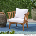 Fauteuil de club en bois d'extérieur Solano avec coussins par Christopher Knight Home