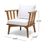 Fauteuil de club en bois d'extérieur Solano avec coussins par Christopher Knight Home