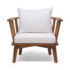 Fauteuil de club en bois d'extérieur Solano avec coussins par Christopher Knight Home