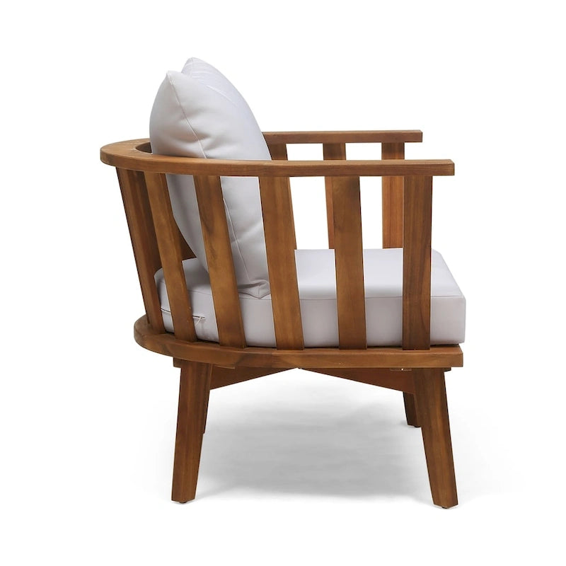 Fauteuil de club en bois d'extérieur Solano avec coussins par Christopher Knight Home