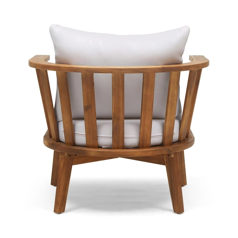 Fauteuil de club en bois d'extérieur Solano avec coussins par Christopher Knight Home