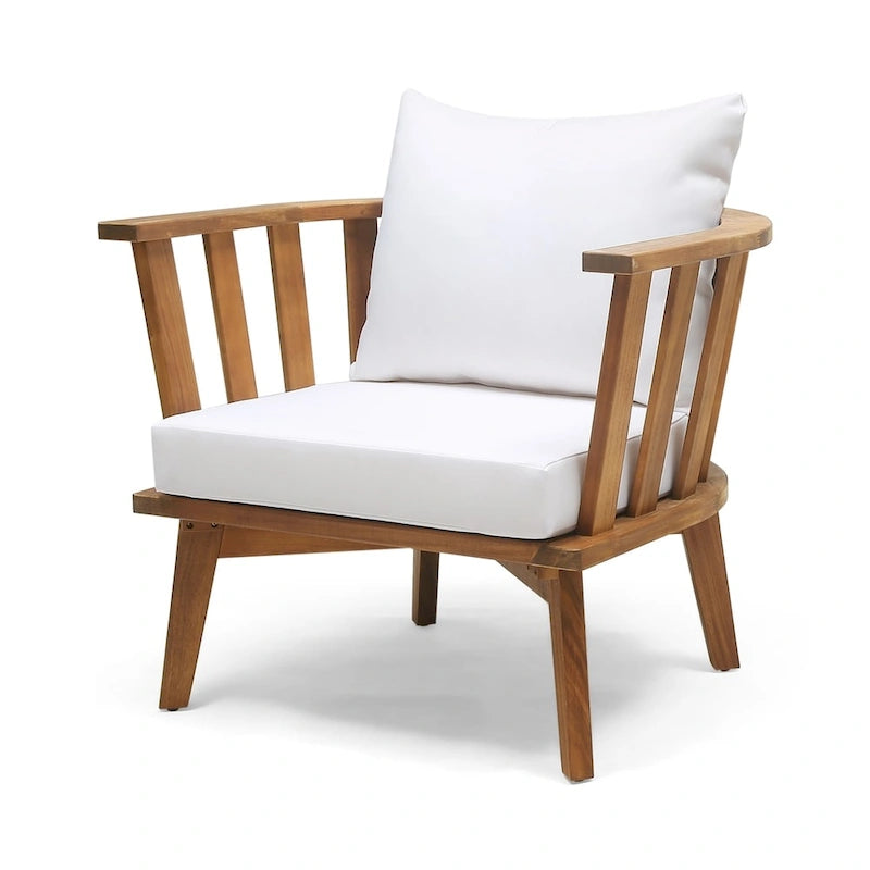 Fauteuil de club en bois d'extérieur Solano avec coussins par Christopher Knight Home