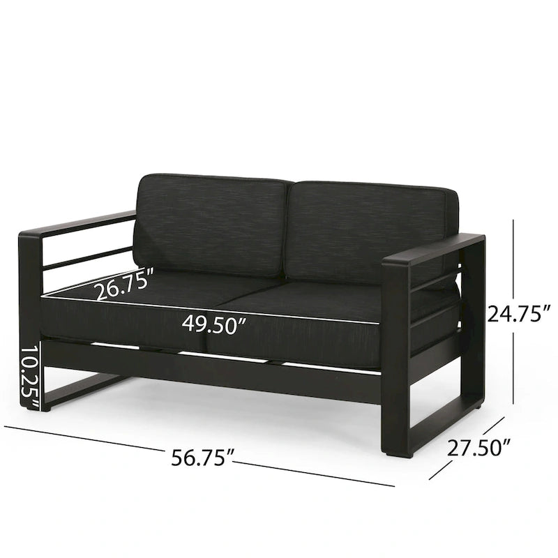 Causeuse d'extérieur en aluminium Maya Bay avec coussins par Christopher Knight Home