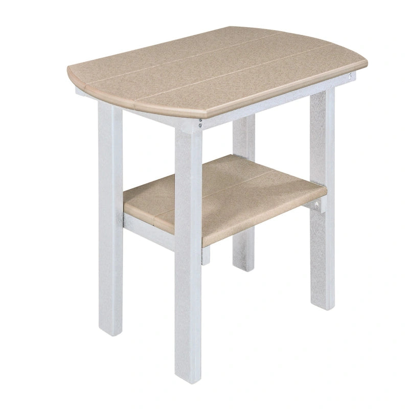 OS Home and Office Model Oval End Table in Weatherwood with a White Base