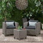 Puerta Outdoor 3-piece Wicker Seating Set with Cushions by Christopher Knight Home