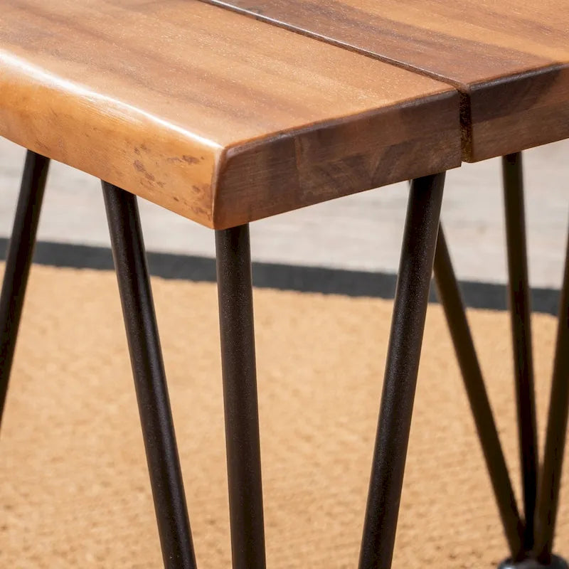 Table basse d'extérieur industrielle en bois d'acacia Zion avec 2 tables d'appoint assorties de Christopher Knight Home