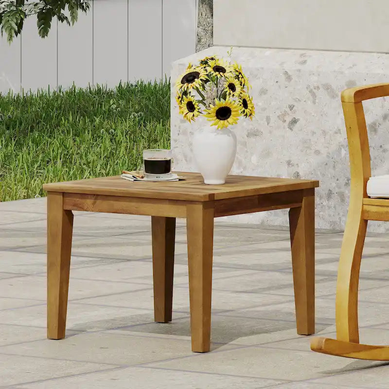 Table d'appoint d'extérieur en bois d'acacia Hampton par Christopher Knight Home