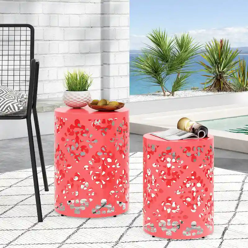 Mathena Outdoor Metal Side Tables (Set of 2) by Christopher Knight Home
