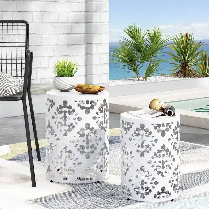 Mathena Outdoor Metal Side Tables (Set of 2) by Christopher Knight Home