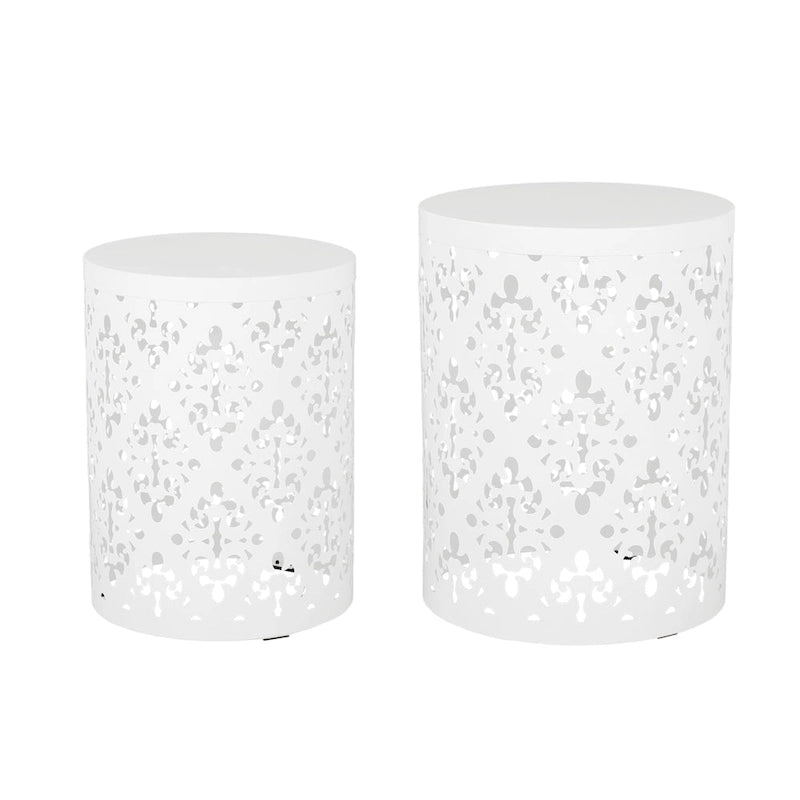 Tables d'appoint Mathena en métal pour l'extérieur (Lot de 2) par Christopher Knight Home