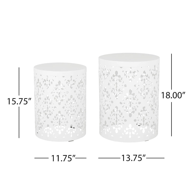 Tables d'appoint Mathena en métal pour l'extérieur (Lot de 2) par Christopher Knight Home