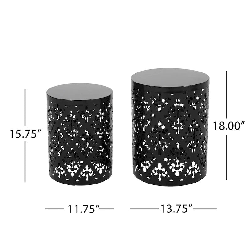 Tables d'appoint Mathena en métal pour l'extérieur (Lot de 2) par Christopher Knight Home