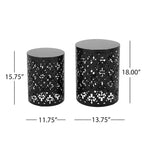 Tables d'appoint Mathena en métal pour l'extérieur (Lot de 2) par Christopher Knight Home