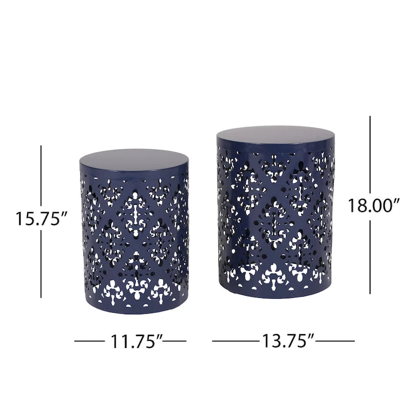 Tables d'appoint Mathena en métal pour l'extérieur (Lot de 2) par Christopher Knight Home