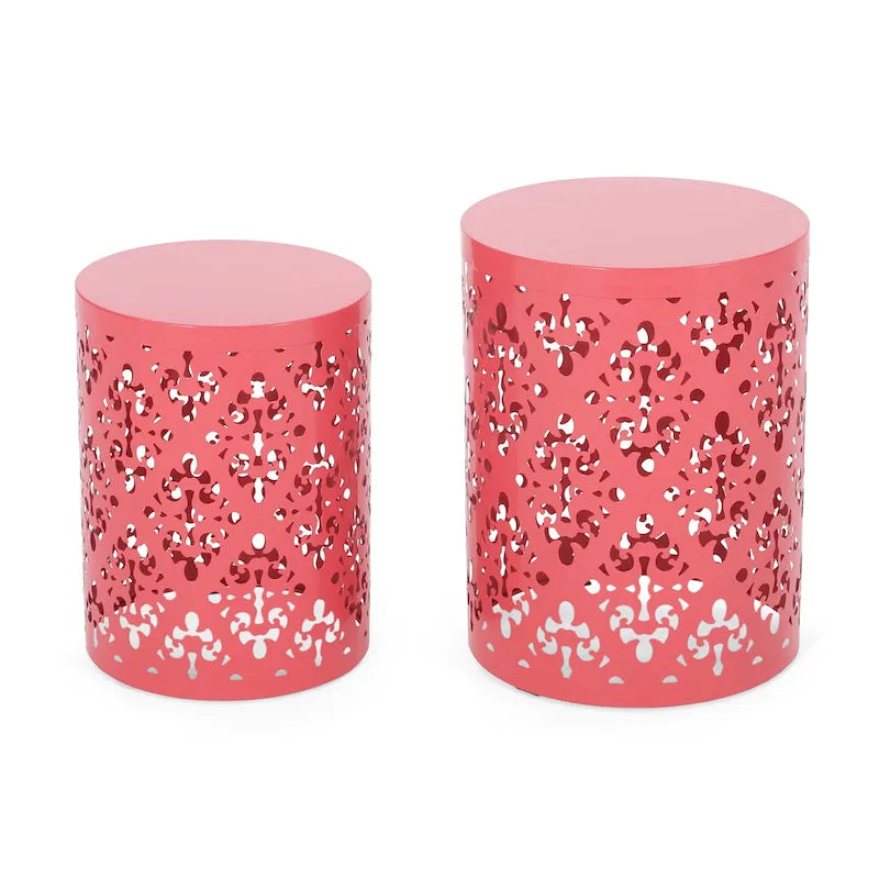 Tables d'appoint Mathena en métal pour l'extérieur (Lot de 2) par Christopher Knight Home