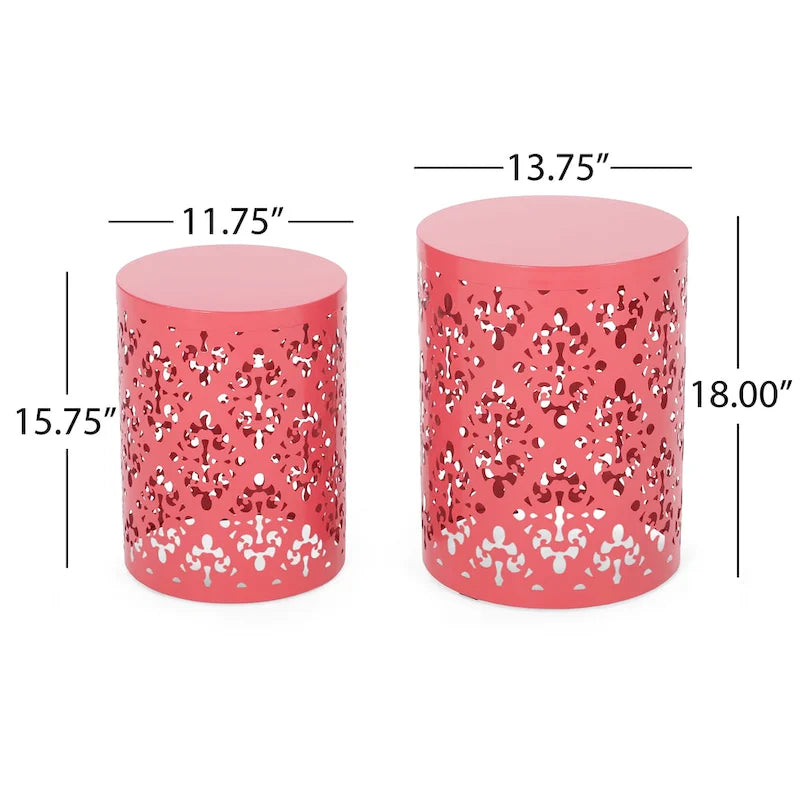 Tables d'appoint Mathena en métal pour l'extérieur (Lot de 2) par Christopher Knight Home